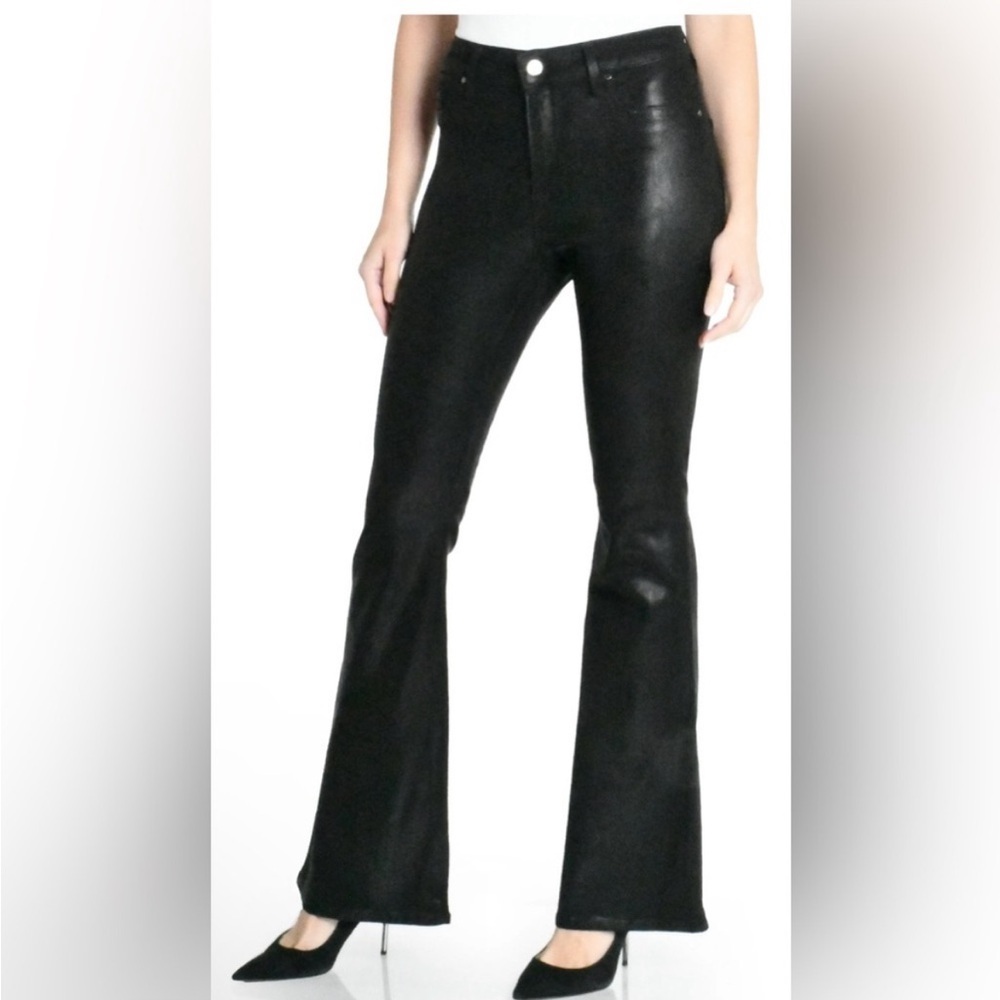 Fidelity Denim Keep Shining Skip High‎ Rise Flare Jeans/Pants | Color:Black Foil